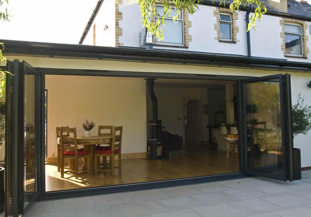 Bifolding doors on a café frontage