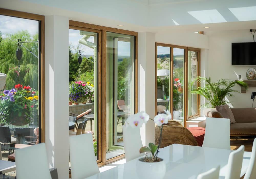 Opus window with a hardwood interior face