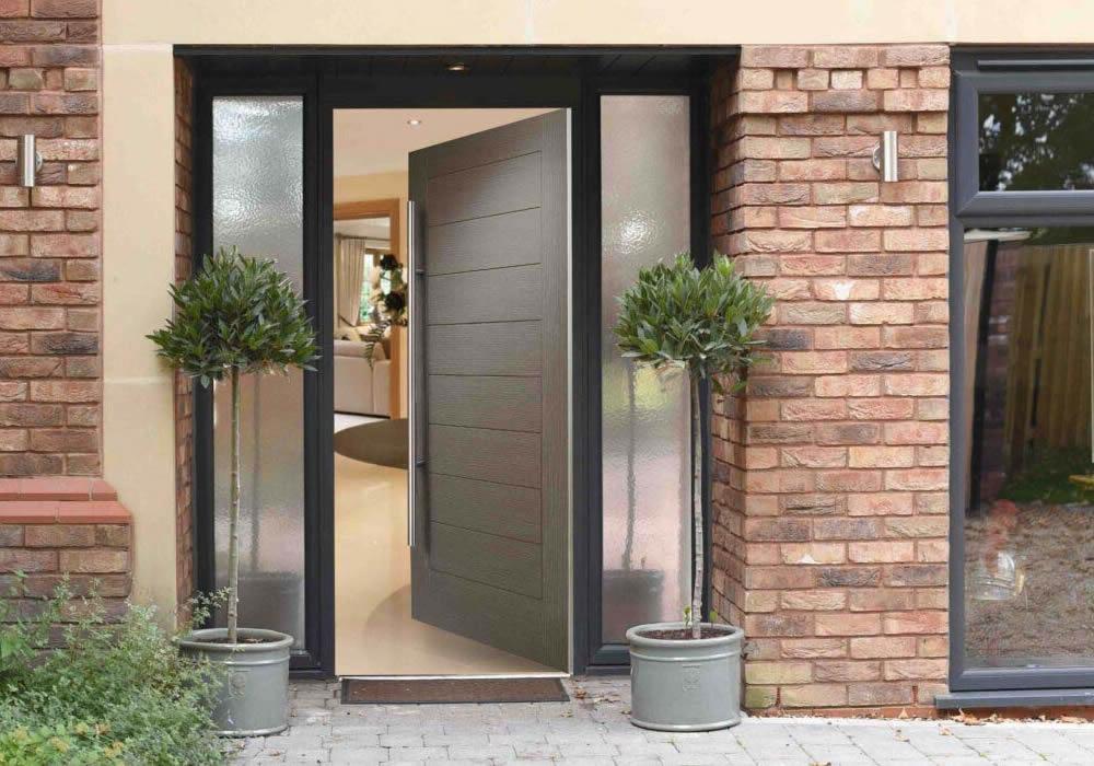 Smart Designer aluminium entrance door on a modern home
