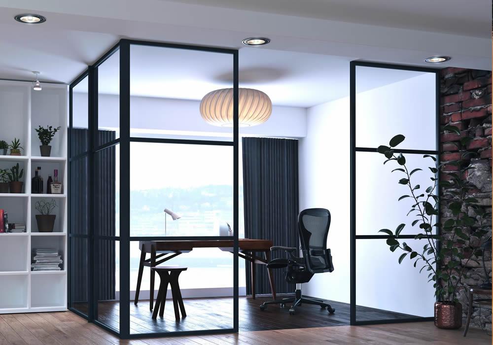 Internal Heritage glazed screen dividing two rooms