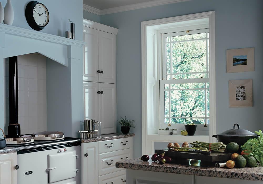 Sash window tilted inwards for cleaning