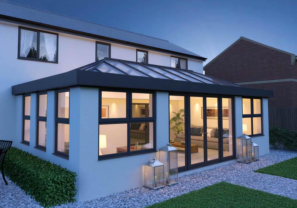 Slim aluminium box section rafters on an Atlas roof