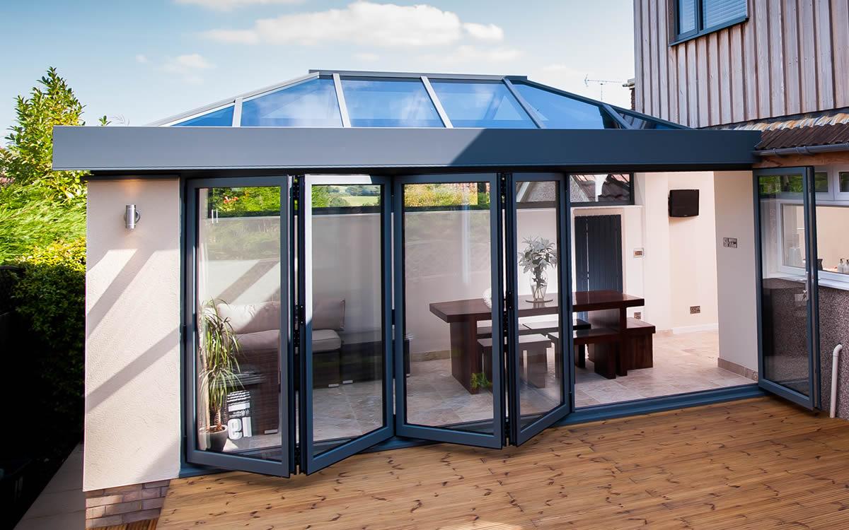 Aluminium framed orangery with a lantern roof