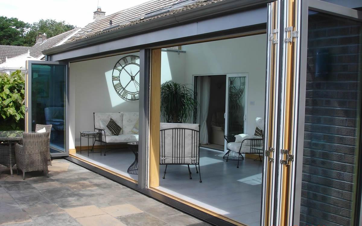 Aluminium clad timber doors with a natural wood interior